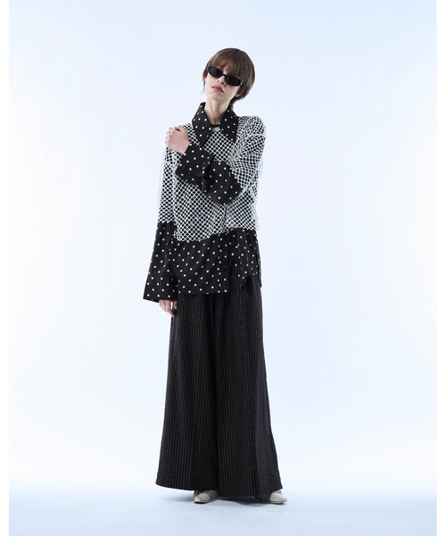 seyto(セイト)の「Mesh layered dot shirt / メッシュレイヤードドットシャツ(シャツ/ブラウス・メンズ・ブラック/ホワイト・3/2)」の8枚目の写真
