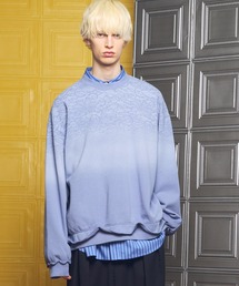 UNISEX》Fade Half Lace-up Prime-Over Collared Sweatshirt/フェード