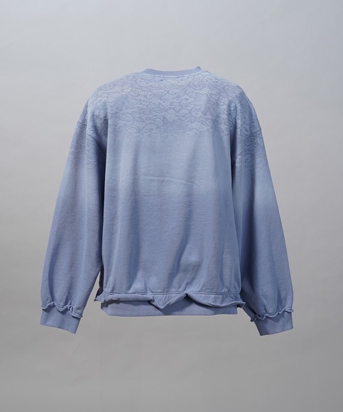 MAISON SPECIAL（メゾンスペシャル）の「《UNISEX》Lace Spray Dye Prime-Over Crew Neck Sweatshirt/レーススプレーダイプライムオーバークルーネックスウェット【MAISON SPECIAL/メゾンスペシャル】（スウェット・メンズ・ブラック/ライトブルー/ライトグリーン・0/1/2）」の5枚目の写真