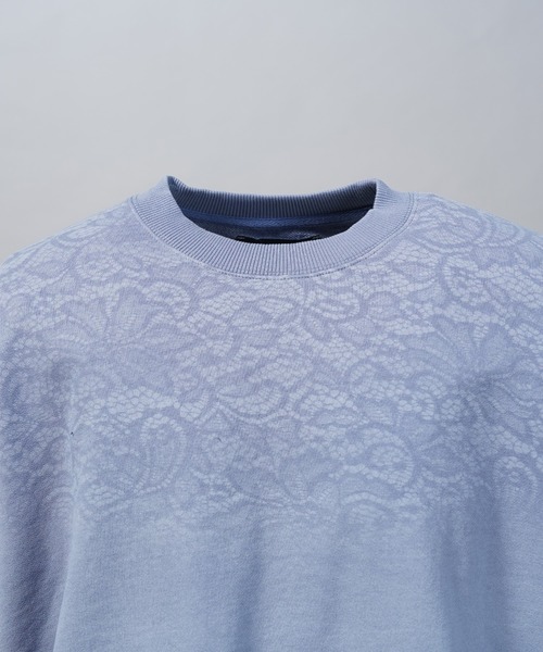 MAISON SPECIAL（メゾンスペシャル）の「《UNISEX》Lace Spray Dye Prime-Over Crew Neck Sweatshirt/レーススプレーダイプライムオーバークルーネックスウェット【MAISON SPECIAL/メゾンスペシャル】（スウェット・メンズ・ブラック/ライトブルー/ライトグリーン・0/1/2）」の6枚目の写真