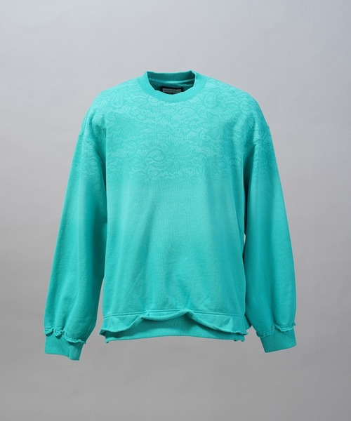 MAISON SPECIAL（メゾンスペシャル）の「《UNISEX》Lace Spray Dye Prime-Over Crew Neck Sweatshirt/レーススプレーダイプライムオーバークルーネックスウェット【MAISON SPECIAL/メゾンスペシャル】（スウェット・メンズ・ブラック/ライトブルー/ライトグリーン・0/1/2）」の13枚目の写真