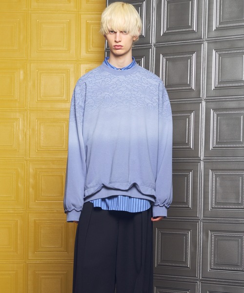 MAISON SPECIAL（メゾンスペシャル）の「《UNISEX》Lace Spray Dye Prime-Over Crew Neck Sweatshirt/レーススプレーダイプライムオーバークルーネックスウェット【MAISON SPECIAL/メゾンスペシャル】（スウェット・メンズ・ブラック/ライトブルー/ライトグリーン・0/1/2）」の19枚目の写真