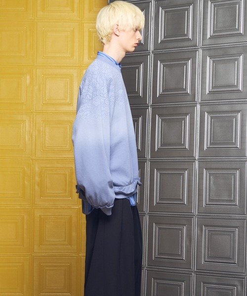 MAISON SPECIAL（メゾンスペシャル）の「《UNISEX》Lace Spray Dye Prime-Over Crew Neck Sweatshirt/レーススプレーダイプライムオーバークルーネックスウェット【MAISON SPECIAL/メゾンスペシャル】（スウェット・メンズ・ブラック/ライトブルー/ライトグリーン・0/1/2）」の18枚目の写真
