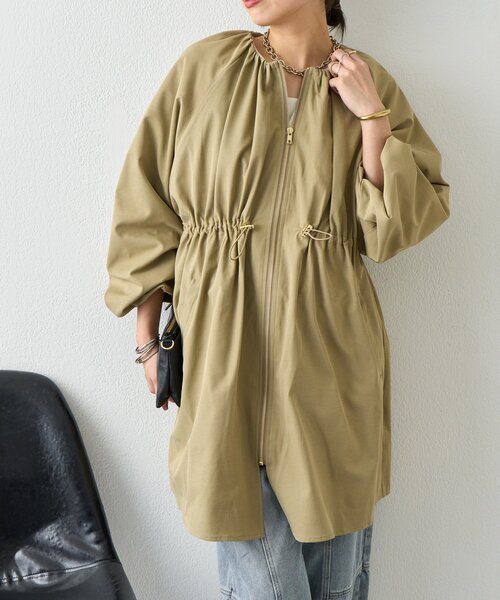 Jena espace merveilleux（ジェナ　エスパスメルヴェイユ）の「バルーンスリーブコート（その他アウター・レディース・カーキ/アイボリー・FREE）」の2枚目の写真