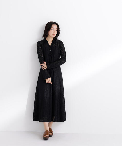 NATURAL BEAUTY BASIC（ナチュラルビューティーベーシック）の「◇レーススキッパーシャツワンピース（シャツワンピース・レディース・ブラック/オフホワイト・P/S/MEDIUM）」の8枚目の写真