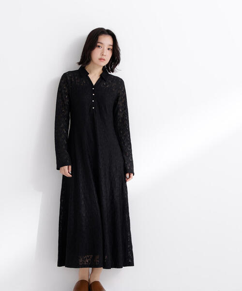 NATURAL BEAUTY BASIC（ナチュラルビューティーベーシック）の「◇レーススキッパーシャツワンピース（シャツワンピース・レディース・ブラック/オフホワイト・P/S/MEDIUM）」の9枚目の写真