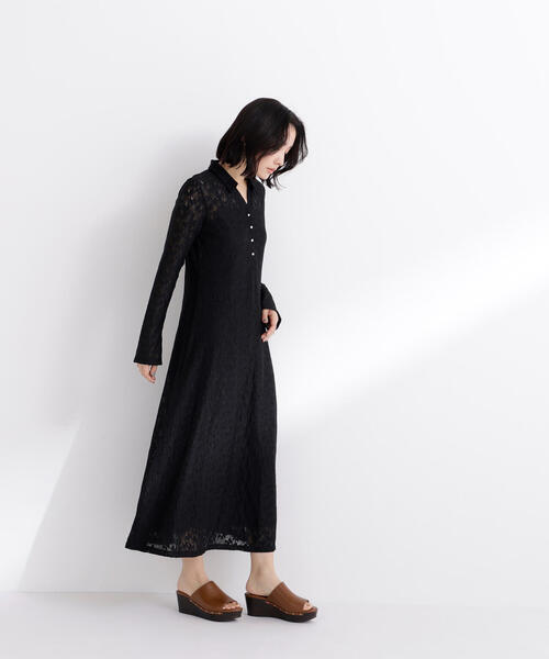 NATURAL BEAUTY BASIC（ナチュラルビューティーベーシック）の「◇レーススキッパーシャツワンピース（シャツワンピース・レディース・ブラック/オフホワイト・P/S/MEDIUM）」の10枚目の写真