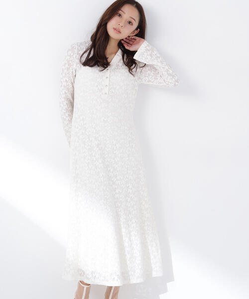 NATURAL BEAUTY BASIC（ナチュラルビューティーベーシック）の「◇レーススキッパーシャツワンピース（シャツワンピース・レディース・ブラック/オフホワイト・P/S/MEDIUM）」の12枚目の写真