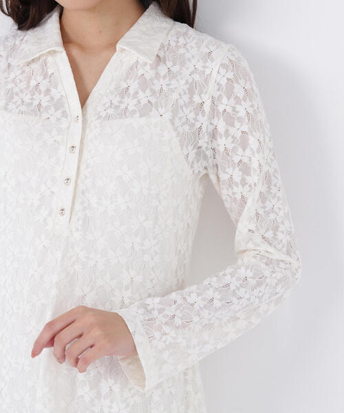 NATURAL BEAUTY BASIC（ナチュラルビューティーベーシック）の「◇レーススキッパーシャツワンピース（シャツワンピース・レディース・ブラック/オフホワイト・P/S/MEDIUM）」の22枚目の写真