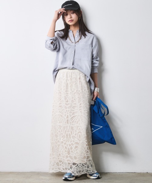 CHIC STYLE（シックスタイル）の「レースストレートロングスカート＜大きいサイズ有＞シックスタイル（スカート・レディース・モカ/ベージュ・M/L/LL/3L/4L/5L）」の4枚目の写真