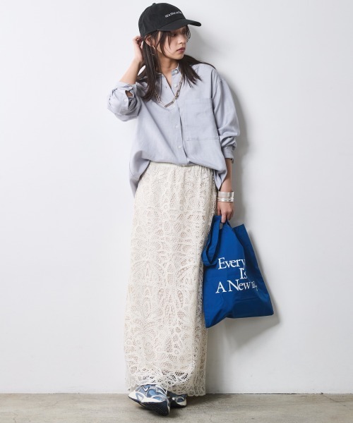 CHIC STYLE（シックスタイル）の「レースストレートロングスカート＜大きいサイズ有＞シックスタイル（スカート・レディース・モカ/ベージュ・M/L/LL/3L/4L/5L）」の5枚目の写真