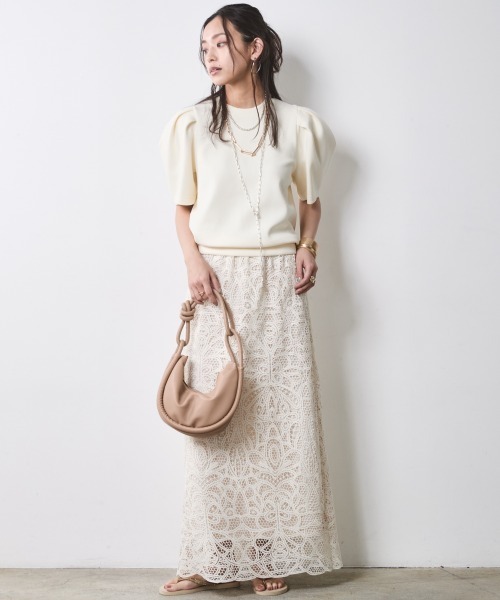 CHIC STYLE（シックスタイル）の「レースストレートロングスカート＜大きいサイズ有＞シックスタイル（スカート・レディース・モカ/ベージュ・M/L/LL/3L/4L/5L）」の8枚目の写真