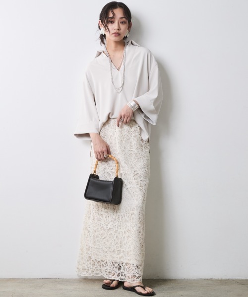 CHIC STYLE（シックスタイル）の「レースストレートロングスカート＜大きいサイズ有＞シックスタイル（スカート・レディース・モカ/ベージュ・M/L/LL/3L/4L/5L）」の22枚目の写真