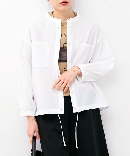 le.coeur blanc（ルクールブラン）の「ストレッチラッシュガードシャツ（シャツ/ブラウス・レディース・モカ/サックスブルー/オフホワイト・38）」の2枚目の写真