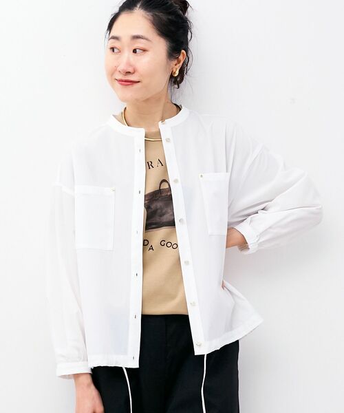 le.coeur blanc（ルクールブラン）の「ストレッチラッシュガードシャツ（シャツ/ブラウス・レディース・モカ/サックスブルー/オフホワイト・38）」の9枚目の写真