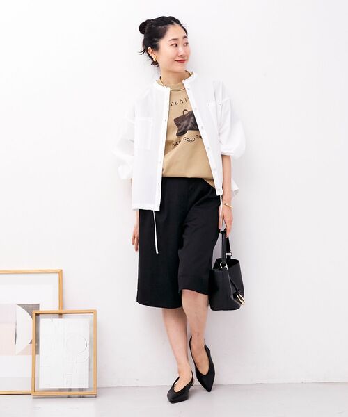 le.coeur blanc（ルクールブラン）の「ストレッチラッシュガードシャツ（シャツ/ブラウス・レディース・モカ/サックスブルー/オフホワイト・38）」の10枚目の写真