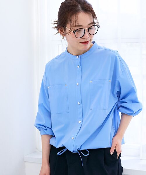 le.coeur blanc（ルクールブラン）の「ストレッチラッシュガードシャツ（シャツ/ブラウス・レディース・モカ/サックスブルー/オフホワイト・38）」の16枚目の写真