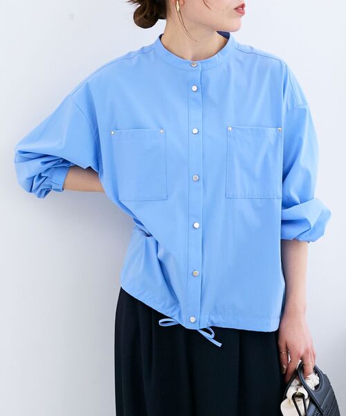 le.coeur blanc（ルクールブラン）の「ストレッチラッシュガードシャツ（シャツ/ブラウス・レディース・モカ/サックスブルー/オフホワイト・38）」の18枚目の写真