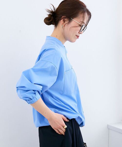 le.coeur blanc（ルクールブラン）の「ストレッチラッシュガードシャツ（シャツ/ブラウス・レディース・モカ/サックスブルー/オフホワイト・38）」の19枚目の写真