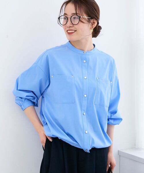 le.coeur blanc（ルクールブラン）の「ストレッチラッシュガードシャツ（シャツ/ブラウス・レディース・モカ/サックスブルー/オフホワイト・38）」の20枚目の写真