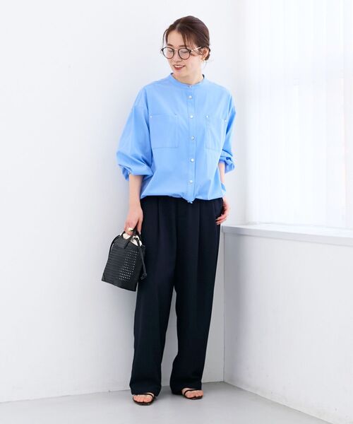 le.coeur blanc（ルクールブラン）の「ストレッチラッシュガードシャツ（シャツ/ブラウス・レディース・モカ/サックスブルー/オフホワイト・38）」の22枚目の写真