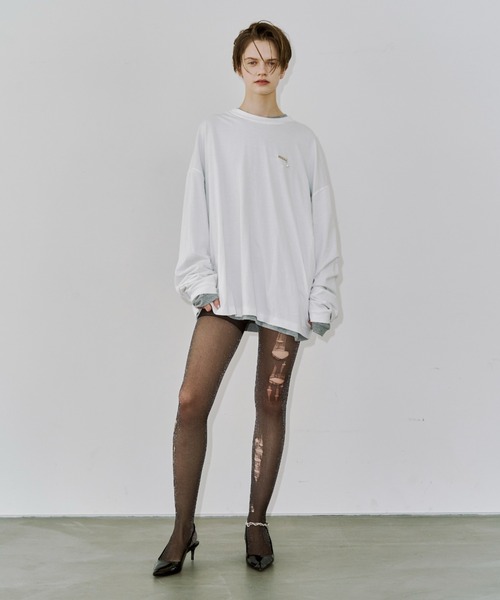 JOSE MOON（ジョゼムーン）の「PEARL LONG SLEEVE TSHIRT/パールロングスリーブTシャツ（Tシャツ/カットソー・レディース・ホワイト/グレー/ブラック・FREE）」の7枚目の写真