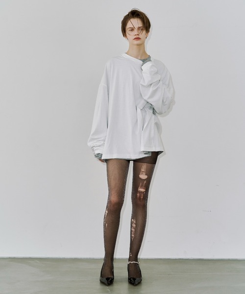 JOSE MOON（ジョゼムーン）の「PEARL LONG SLEEVE TSHIRT/パールロングスリーブTシャツ（Tシャツ/カットソー・レディース・ホワイト/グレー/ブラック・FREE）」の9枚目の写真