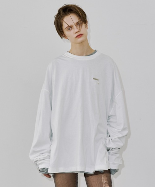 JOSE MOON（ジョゼムーン）の「PEARL LONG SLEEVE TSHIRT/パールロングスリーブTシャツ（Tシャツ/カットソー・レディース・ホワイト/グレー/ブラック・FREE）」の4枚目の写真