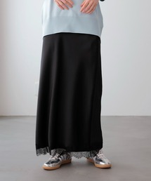 Jines（ジネス）の「サテン×レース バイアススカート（スカート）」
