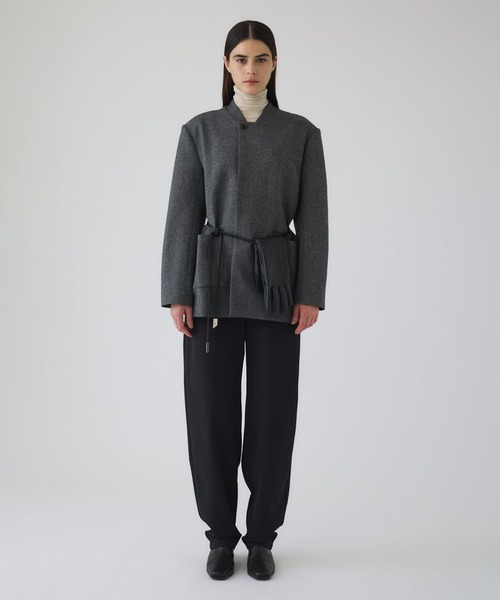 RIM.ARK(リムアーク)の「【RIM.ARK/リムアーク】Metal belt box jacket/メタルベルトボックスジャケット(テーラードジャケット・レディース・ライトブラウン/グレー・FREE)」の6枚目の写真