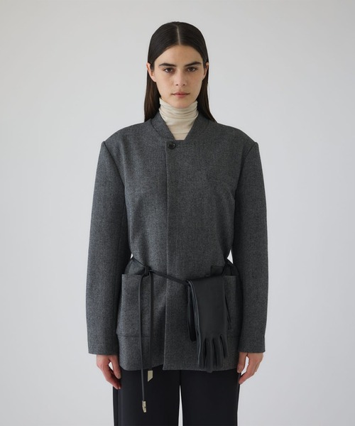 RIM.ARK(リムアーク)の「【RIM.ARK/リムアーク】Metal belt box jacket/メタルベルトボックスジャケット(テーラードジャケット・レディース・ライトブラウン/グレー・FREE)」の8枚目の写真