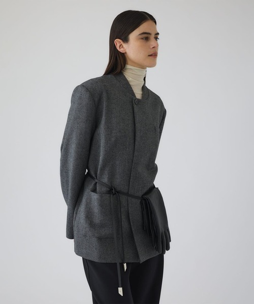 RIM.ARK(リムアーク)の「【RIM.ARK/リムアーク】Metal belt box jacket/メタルベルトボックスジャケット(テーラードジャケット・レディース・ライトブラウン/グレー・FREE)」の7枚目の写真