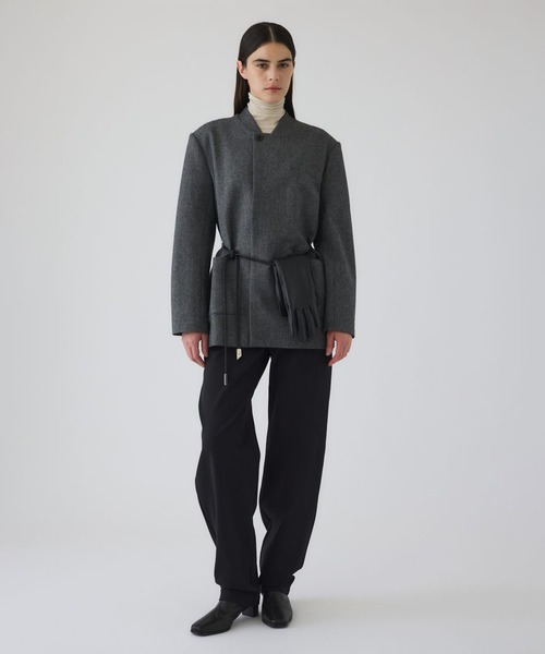 RIM.ARK(リムアーク)の「【RIM.ARK/リムアーク】Metal belt box jacket/メタルベルトボックスジャケット(テーラードジャケット・レディース・ライトブラウン/グレー・FREE)」の4枚目の写真