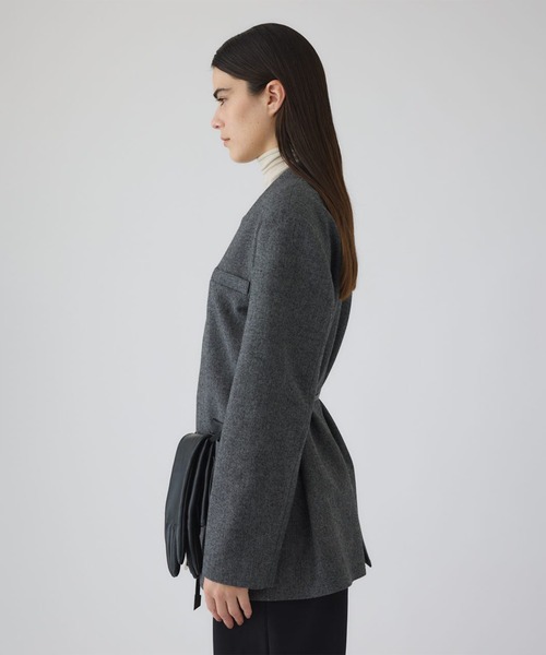 RIM.ARK(リムアーク)の「【RIM.ARK/リムアーク】Metal belt box jacket/メタルベルトボックスジャケット(テーラードジャケット・レディース・ライトブラウン/グレー・FREE)」の9枚目の写真