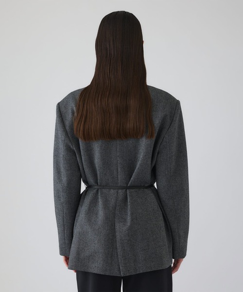 RIM.ARK(リムアーク)の「【RIM.ARK/リムアーク】Metal belt box jacket/メタルベルトボックスジャケット(テーラードジャケット・レディース・ライトブラウン/グレー・FREE)」の10枚目の写真
