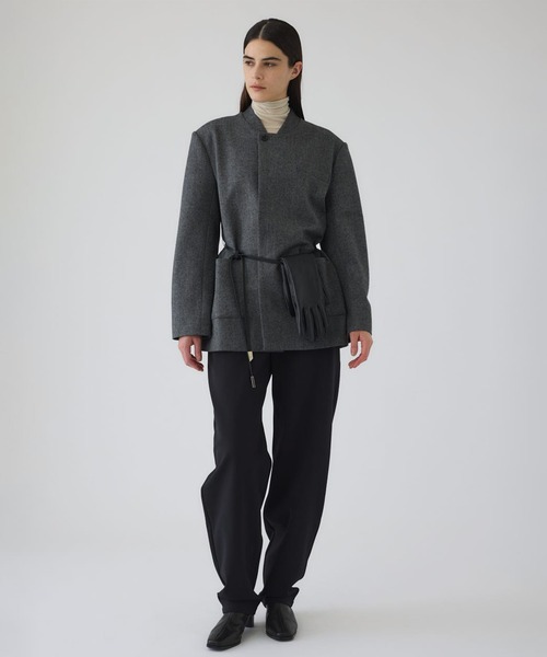 RIM.ARK(リムアーク)の「【RIM.ARK/リムアーク】Metal belt box jacket/メタルベルトボックスジャケット(テーラードジャケット・レディース・ライトブラウン/グレー・FREE)」の5枚目の写真