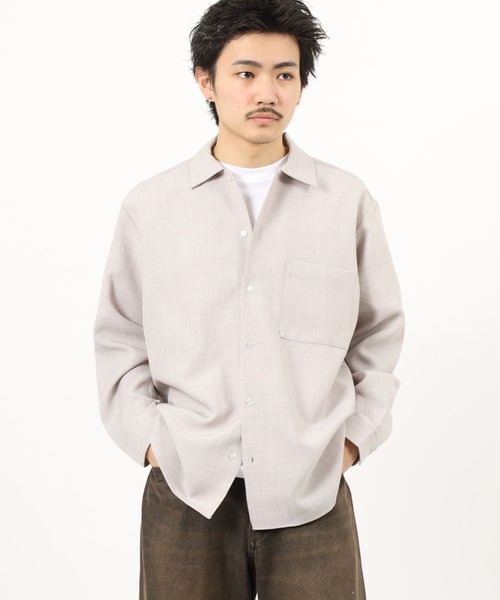 FUNALIVE（ファンアライブ）の「ATU　TECHキャンバスワンナップカラーシャツ 長袖（シャツ/ブラウス・メンズ・ピンク/チャコール/ライトベージュ・M/L）」の3枚目の写真