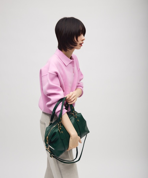 TONER（トナー）の「2WAYゴールドアクセント合皮レザーボストンバッグ/ロゴプレート付き（ボストンバッグ・レディース・レッド/グリーン/ブラック/グレー・FREE）」の16枚目の写真