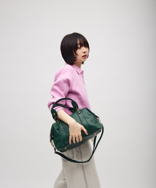 TONER（トナー）の「2WAYゴールドアクセント合皮レザーボストンバッグ/ロゴプレート付き（ボストンバッグ・レディース・レッド/グリーン/ブラック/グレー・FREE）」の18枚目の写真