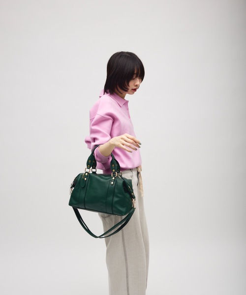 TONER（トナー）の「2WAYゴールドアクセント合皮レザーボストンバッグ/ロゴプレート付き（ボストンバッグ・レディース・レッド/グリーン/ブラック/グレー・FREE）」の19枚目の写真