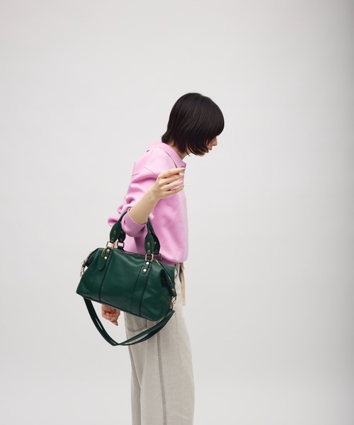 TONER（トナー）の「2WAYゴールドアクセント合皮レザーボストンバッグ/ロゴプレート付き（ボストンバッグ・レディース・レッド/グリーン/ブラック/グレー・FREE）」の20枚目の写真