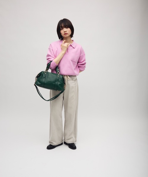 TONER（トナー）の「2WAYゴールドアクセント合皮レザーボストンバッグ/ロゴプレート付き（ボストンバッグ・レディース・レッド/グリーン/ブラック/グレー・FREE）」の21枚目の写真