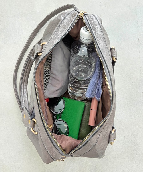 TONER（トナー）の「2WAYゴールドアクセント合皮レザーボストンバッグ/ロゴプレート付き（ボストンバッグ・レディース・レッド/グリーン/ブラック/グレー・FREE）」の8枚目の写真