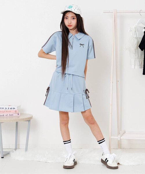 algy(アルジー)の「【セットアップ対応】スカパン(スカート・キッズ・サックスブルー/グレー/ブラック・130/140/150/160)」の4枚目の写真