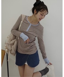 JUMELLE（ジュメロ）の「ヘンリーネックバイカラートップ（Tシャツ/カットソー）」