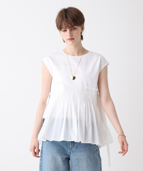 allureville（アルアバイル）の「刺繍プリーツペプラムプルオーバー（Tシャツ/カットソー・レディース・オフホワイト/ブラック/ブルー・2）」の4枚目の写真