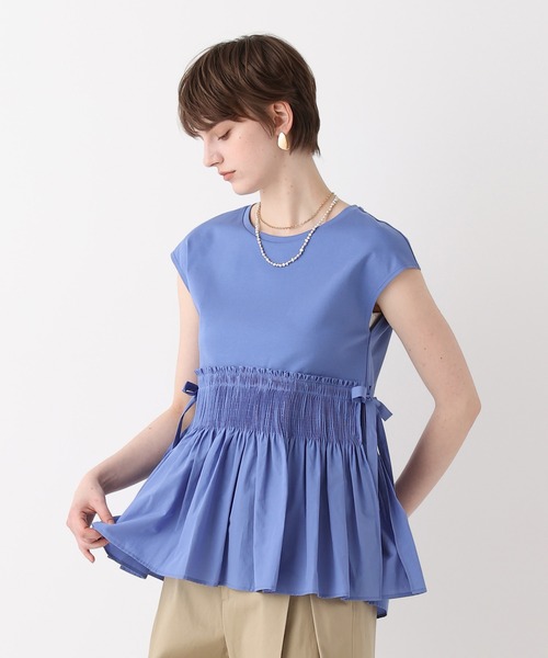 allureville（アルアバイル）の「刺繍プリーツペプラムプルオーバー（Tシャツ/カットソー・レディース・オフホワイト/ブラック/ブルー・2）」の3枚目の写真