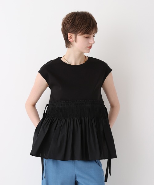 allureville（アルアバイル）の「刺繍プリーツペプラムプルオーバー（Tシャツ/カットソー・レディース・オフホワイト/ブラック/ブルー・2）」の2枚目の写真