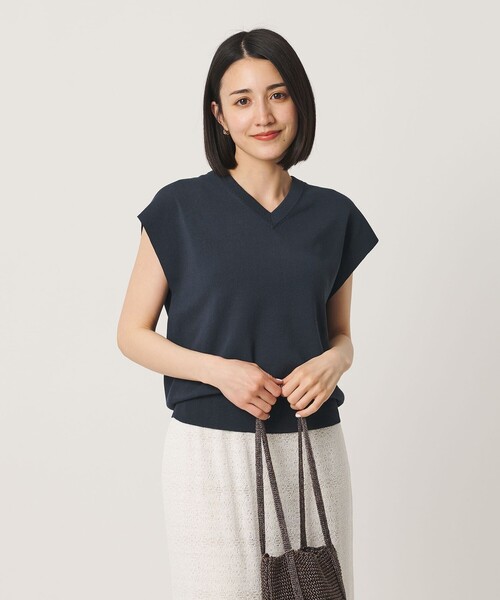 BEAUTY&YOUTH UNITED ARROWS(ビューティーアンドユースユナイテッドアローズ)の「フルニードル フレンチスリーブ ニットプルオーバー ウォッシャブル(ニット/セーター・レディース・ダークブラウン/ネイビー/オフホワイト・FREE)」の3枚目の写真