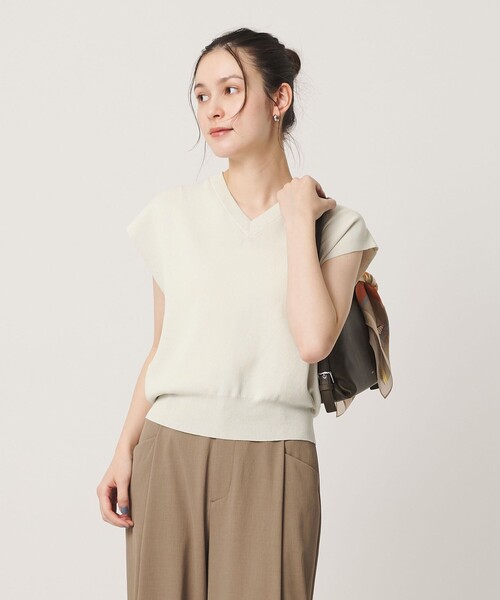BEAUTY&YOUTH UNITED ARROWS(ビューティーアンドユースユナイテッドアローズ)の「フルニードル フレンチスリーブ ニットプルオーバー ウォッシャブル(ニット/セーター・レディース・ダークブラウン/ネイビー/オフホワイト・FREE)」の2枚目の写真